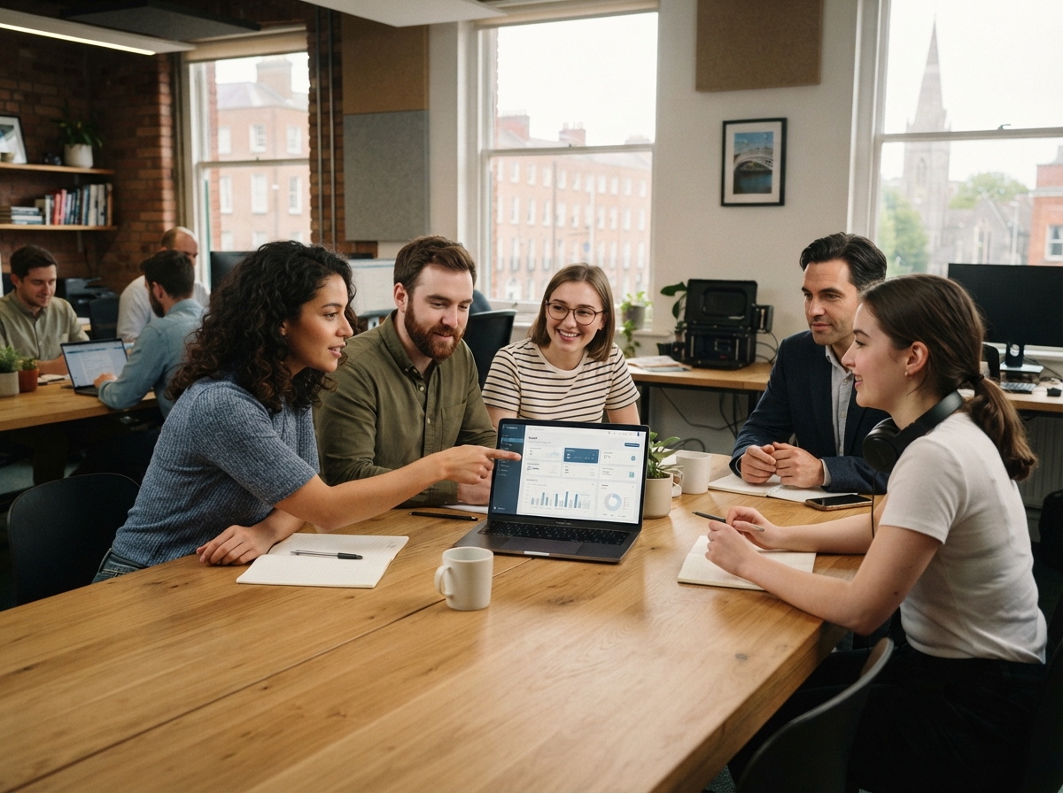 Stvondaruno team reviewing AI-generated financial analysis on screen